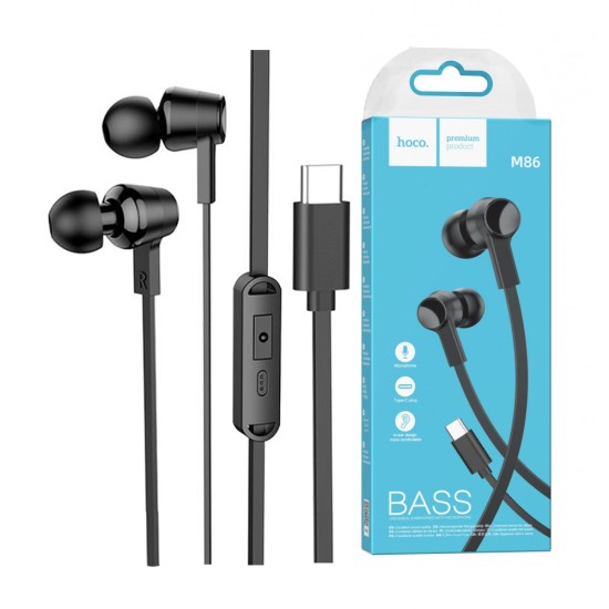 Hoco Wired Earphones M86 Ocean Type C with Microphone 1.2m Black Hoco Wired Earphones M86 Ocean Type C with Microphone 1.2m Black
